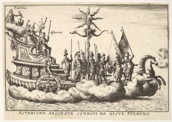 Plåt 16: Argonaut Asterion ledd av en ung blixtfigur Asterione argonote con..., 1664.
