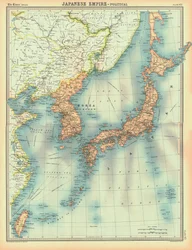 Politisk karta över det japanska imperiet, tidigt 1900-tal