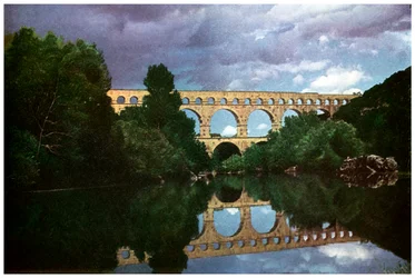 Pont du Gard, romersk akvedukt, Nimes, Frankrike, 1956