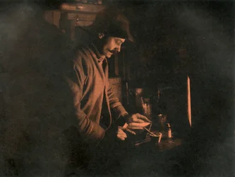 Ponting Developing a Plate in the Dark Room, c19101913, 1913.