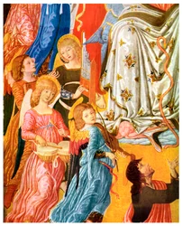 Portativ orgel och trummor, c1474 1956