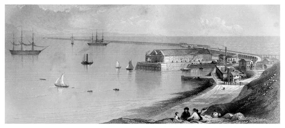 Portlands hamn och vågbrytare, 1866