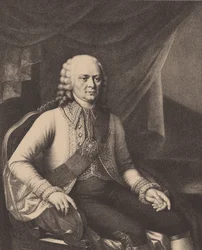 Porträtt av amiral Vasilij Alexejevitj Myatlev 1694-1761 efter Józef Oleszkiewicz
