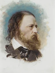 Porträtt av Alfred, Lord Tennyson 1809-1892, 1870.