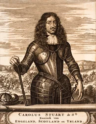 Porträtt av Karl II av England 1630-1685 Från: Krigsscenen, 1675.