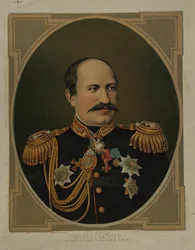 Porträtt av greve Nikolay Pavlovich Ignatyev 1832-1908, slutet av 1800-början av 1900-talet.