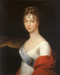 Porträtt av kejsarinnan Elizabeth Alexeievna, prinsessan Louise av Baden 1779-1826, efter 1806
