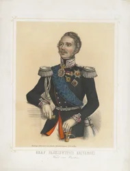 Porträtt av Ivan Fyodorovich Paskevich, greve av Erivan, vicekung i kungariket Polen, 1850