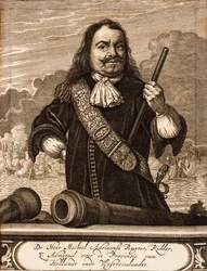 Porträtt av Michiel de Ruyter 1607-1676 Från: Krigsscenen, 1675.