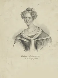 Porträtt av Mélanie dHervilly Gohier Hahnemann 1800-1878, 1830-1835.