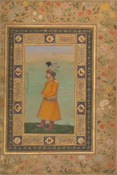 Porträtt av Muhammad Ali Baig, Folio från Shah Jahan-albumet, recto, tidigt 1800-tal.