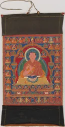 Porträtt av Munchen Sangye Rinchen, den åttonde abboten i Ngor-klostret, sent 1500-tal.