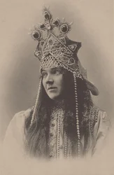Porträtt av Nadezhda Ivanovna Zabela-Vrubel 1868-1913 med Marfa i operan Tsarens brud, 1899