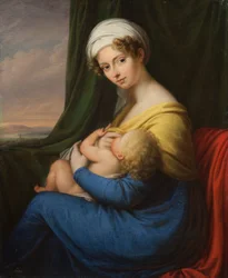 Porträtt av prinsessan Maria Fyodorovna Baryatinskaya, född Keller 1792-1858 med son, 1820-talet.
