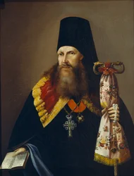 Porträtt av Varlaam Denisov, ärkebiskop av Ural 1804-1873, mitten av 1800-talet.
