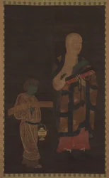 Porträtt av Xuanzang Genjo med skötare, 1300-talet.