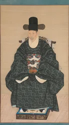 Porträtt av Yun Dongseom 1710-1795, ca. 1790-1805.