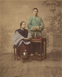 [Porträtt av ett kinesiskt par], 1870-talet.