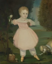 Porträtt av en liten flicka som plockar druvor, 1840-50.