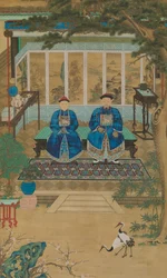Porträtt av en kejserlig censor och hans hustru, sent 1700-tidigt 1800-tal.