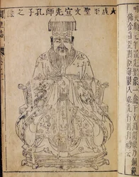 Porträtt av den kinesiske tänkaren och socialfilosofen Konfucius, tidigt 1800-tal