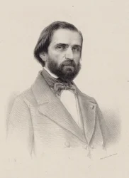Porträtt av kompositören Giuseppe Verdi 1813-1901, ca. 1850.