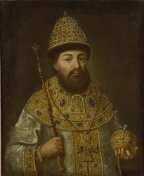 Porträtt av tsaren Alexis I Mikhailovich av Ryssland 1629-1676, ca 1675