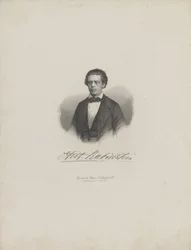 Porträtt av kompositören Anton Rubinstein 1829-1894, ca. 1850.
