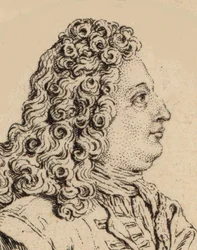 Porträtt av kompositören Marin Marais 1656-1728.