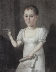 Porträtt av poeten Mikhail Lermontov 1814-1841 som barn, 1817-1818