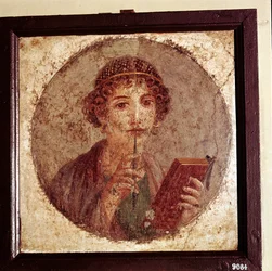 Porträttmålning av Sappho, Pompeji, Italien