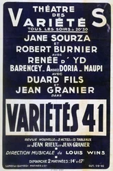 Affischreklam Variétés 41 varieté, Frankrike, 1941