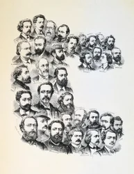 Affisch med porträtt av kommunarderna, Paris kommun, 1871.