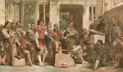 Böner i baronssalen, c1900.