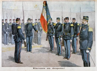 Presenterar ursäkter för flaggan, Toulon, Frankrike, 1898