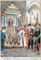 President Loubet besöker moskén Sidi Bou Medine, Tlemcen, Algeriet, 1903