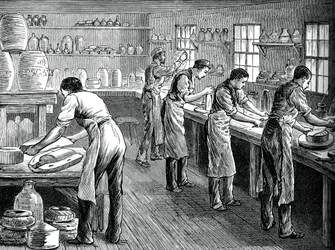 Pressare på jobbet, c1880