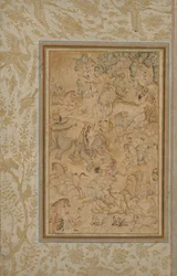 Prinsar som jagar i ett stenigt landskap, ca. 1580-85, gränser tillagda ca. 1700-talet.