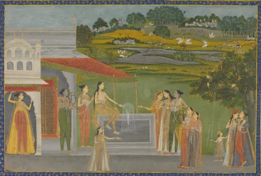 Prinsessor samlas vid en fontän, ca. 1770.