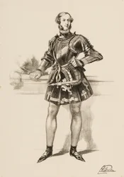 Tryck av William 2nd Earl of Craven i kostym som bärs vid Eglinton Tournament 1839.