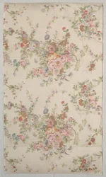 Tryckt siden med blomsterdesign, sent 1800-tal.