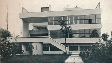 Privat hus vid Garches, nära Paris: Garden Front. Arkitekter, Le Corbusier och Pierre Jeanneret,