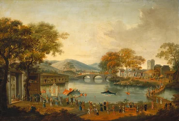 Procession vid en sjö, 1800-talet.