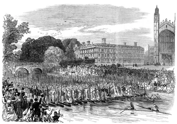 Procession av båtar vid Cambridge, 1870
