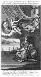 Britannia är stolt över sin George III och höjer sitt glada huvud och leder de gyllene åren