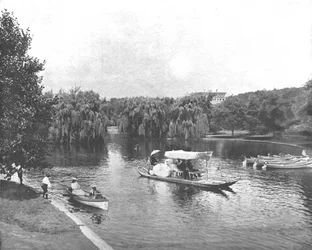 Public Garden and Lake, Boston, USA, c1900.