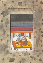 Puriya Ragaputra: Sida från Dispersed Boston Ragamala Series..., ca. 1760.