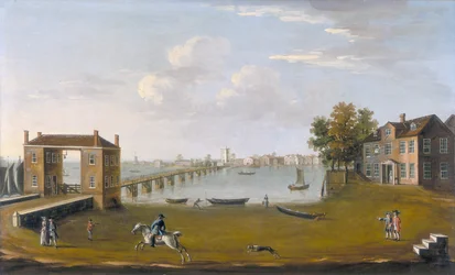 "Putney Bridge and Village från Fulham", c1750