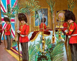 Drottning Victoria ligger i staten i Osborne House, 1901 c1902