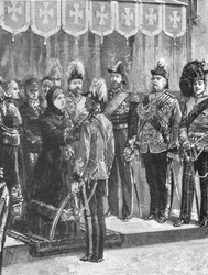 Drottning Victoria dekorerar officerare...i Windsor, 8 december 1879, 1901.